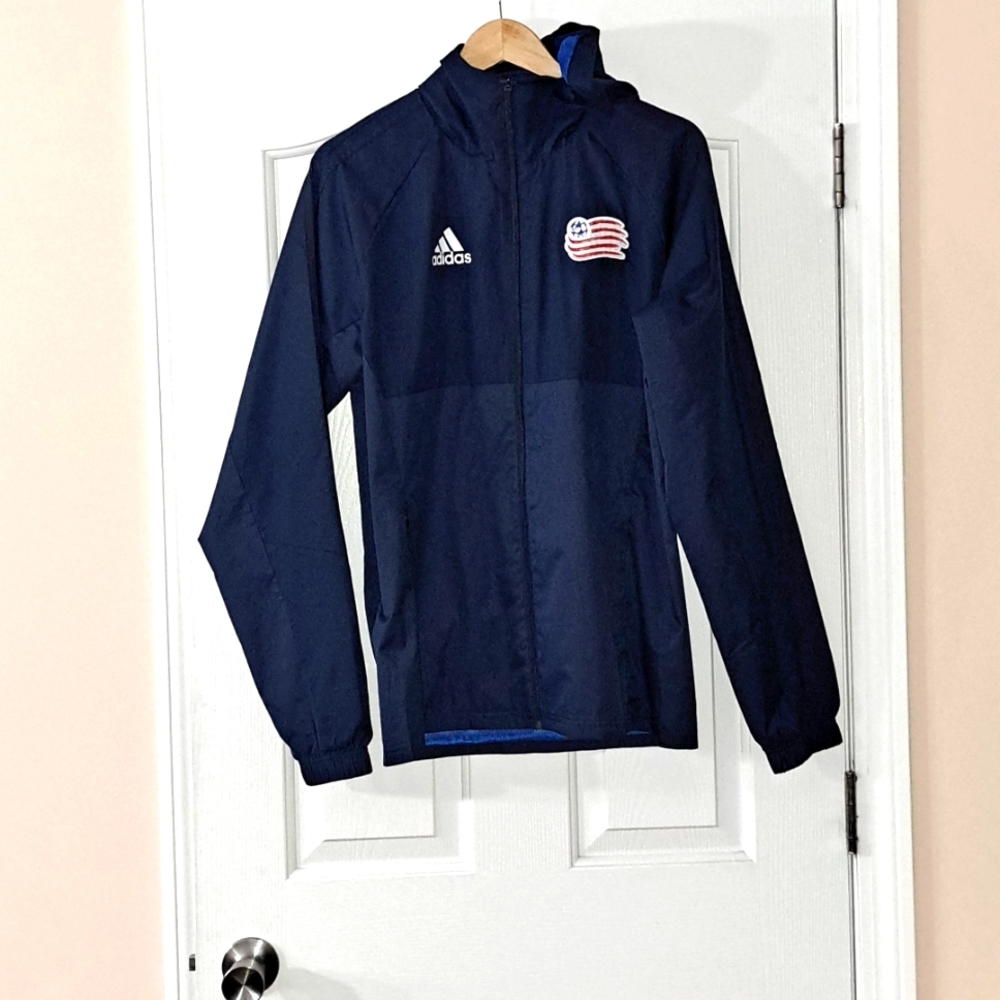 ADIDAS hoodie Jacket Zip up New England Revolution WND Prime Blue Size Small